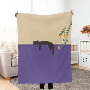 Abstract Creative Lazy Black Cat Painting Art Blanket