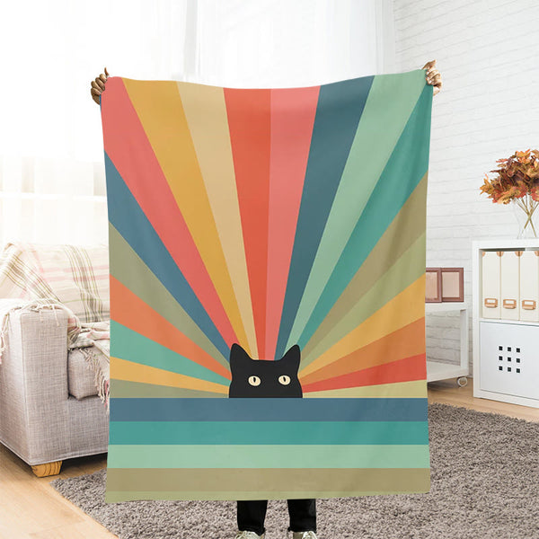 Rainbow Cat Print Blanket