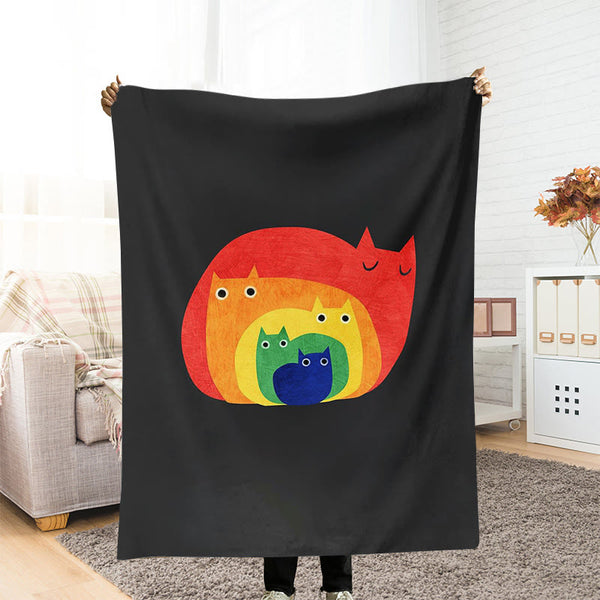 Abstract Creative Cute Cat Print Art Blanket