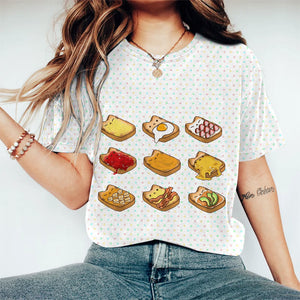 Cat Toast Print Short Sleeve T-shirt