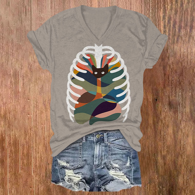 Abstract Cat My Inner Art V-neck T-shirt