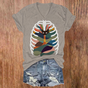 Abstract Cat My Inner Art V-neck T-shirt