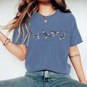 Whale Print Crew Neck Short Sleeve Casual T-shirt