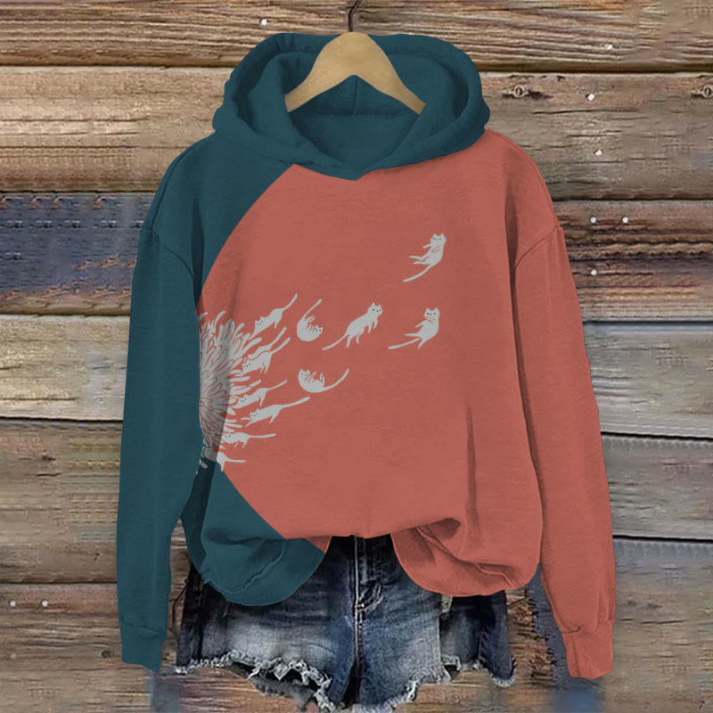 Abstract Creative Dandelion And Cat Painting Art Women's Hoodie