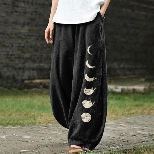 Women's Lunar Eclipse Cat Art Print Pants