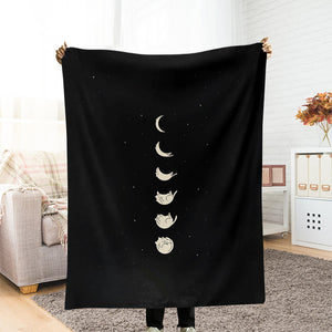 Lunar Eclipse Cat Art Blanket