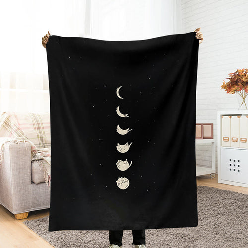 Lunar Eclipse Cat Art Blanket