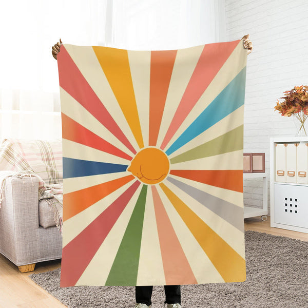 Cute Kitten Rainbow Sun Ray Art Blanket