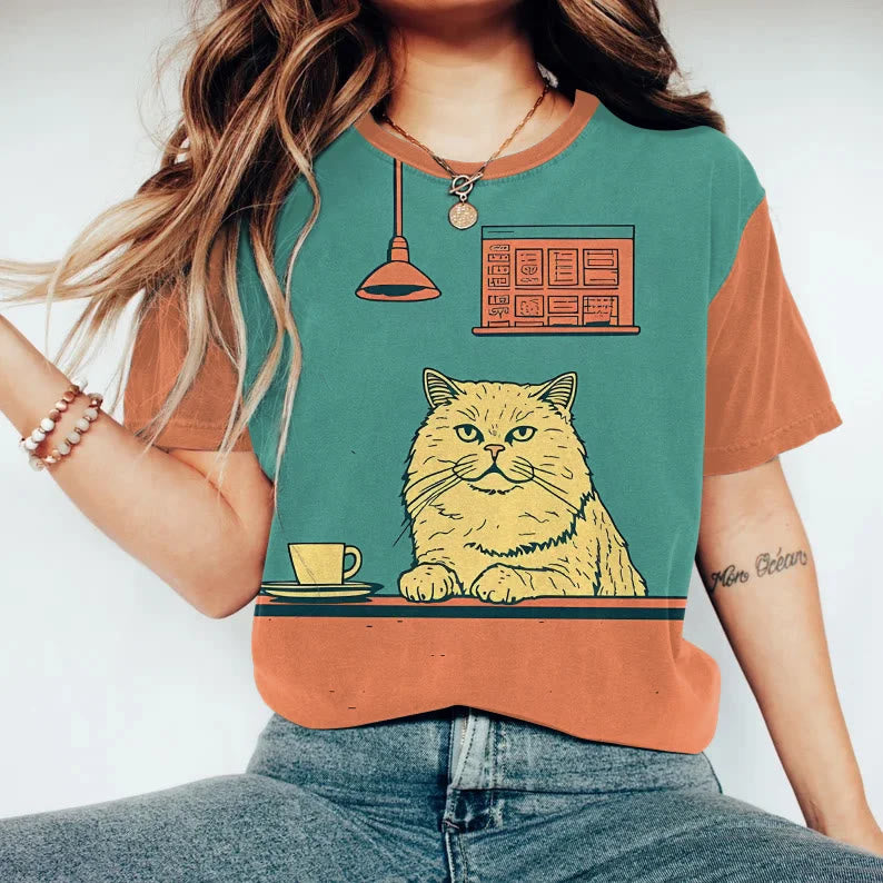 Cat Art Print Short Sleeve T-shirt