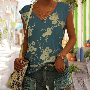 Women's Japanese Floral Art Casual Vest