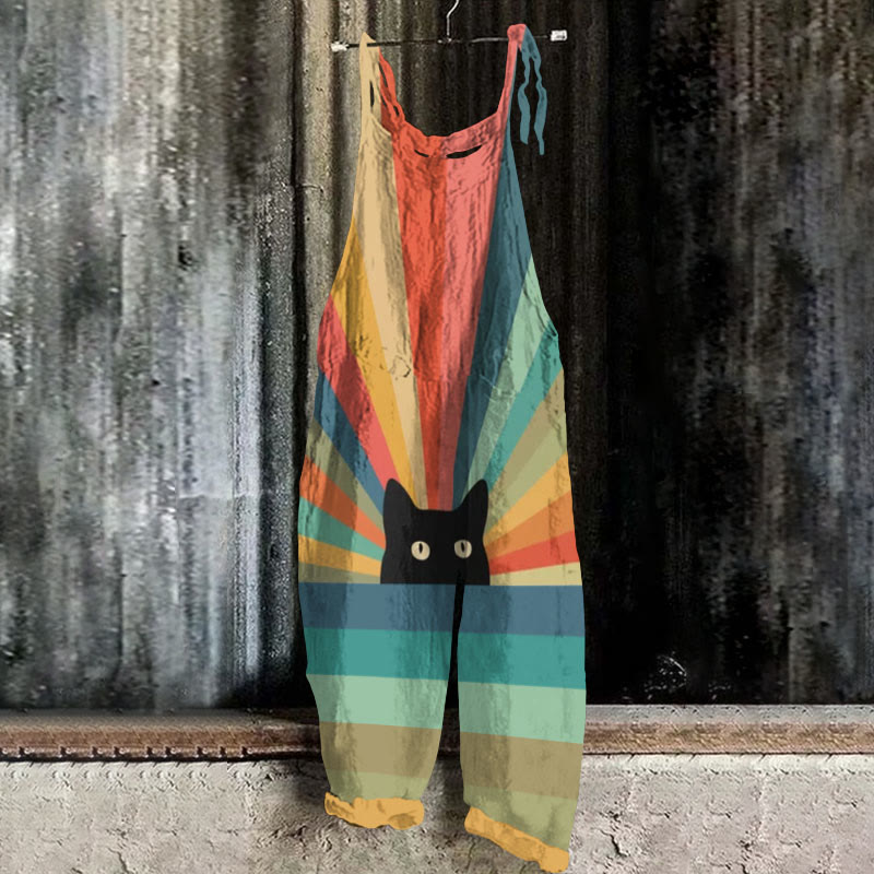 Rainbow Cat Print Jumpsuit