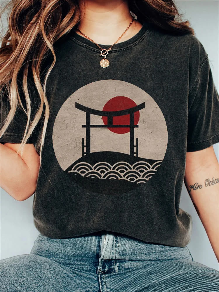 Japanese Shinto Shrine Sunrise T-shirt