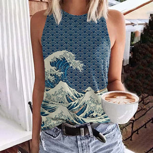 The Great Wave Off Kanagawa Inspired Japanese Art Print Tank Top