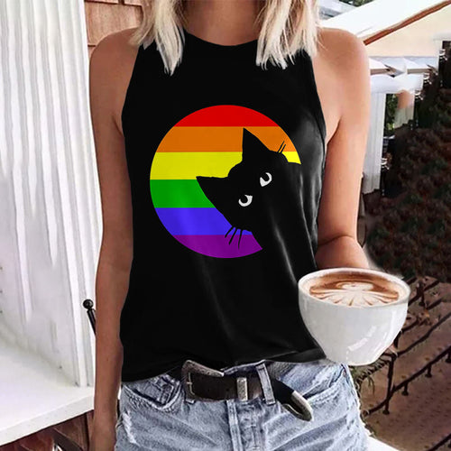 Rainbow Black Cat Tank Top