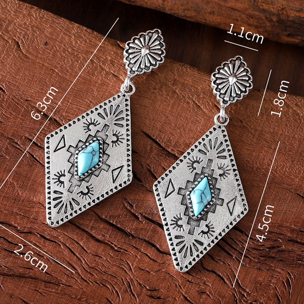 Vintage civilian inlaid turquoise earrings