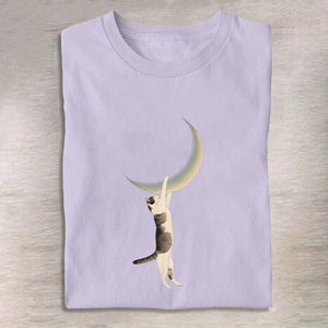 100% Cotton Japanese Moon Cat Print T-shirt