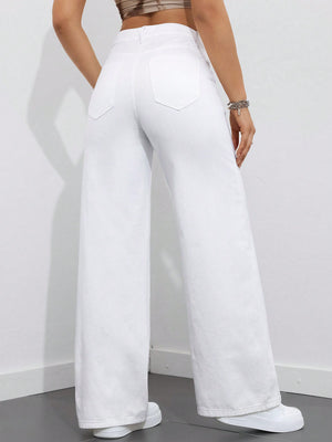 Leopard Print Denim Long Pants, Casual & Fashionable For Everyday Wear
