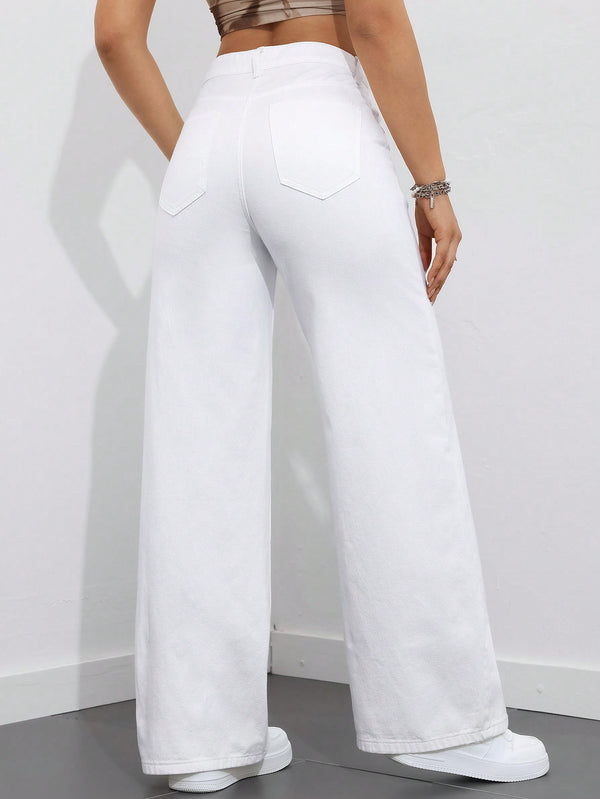 Leopard Print Denim Long Pants, Casual & Fashionable For Everyday Wear