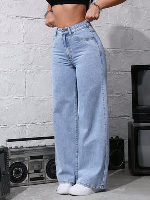 Leopard Print Denim Long Pants, Casual & Fashionable For Everyday Wear
