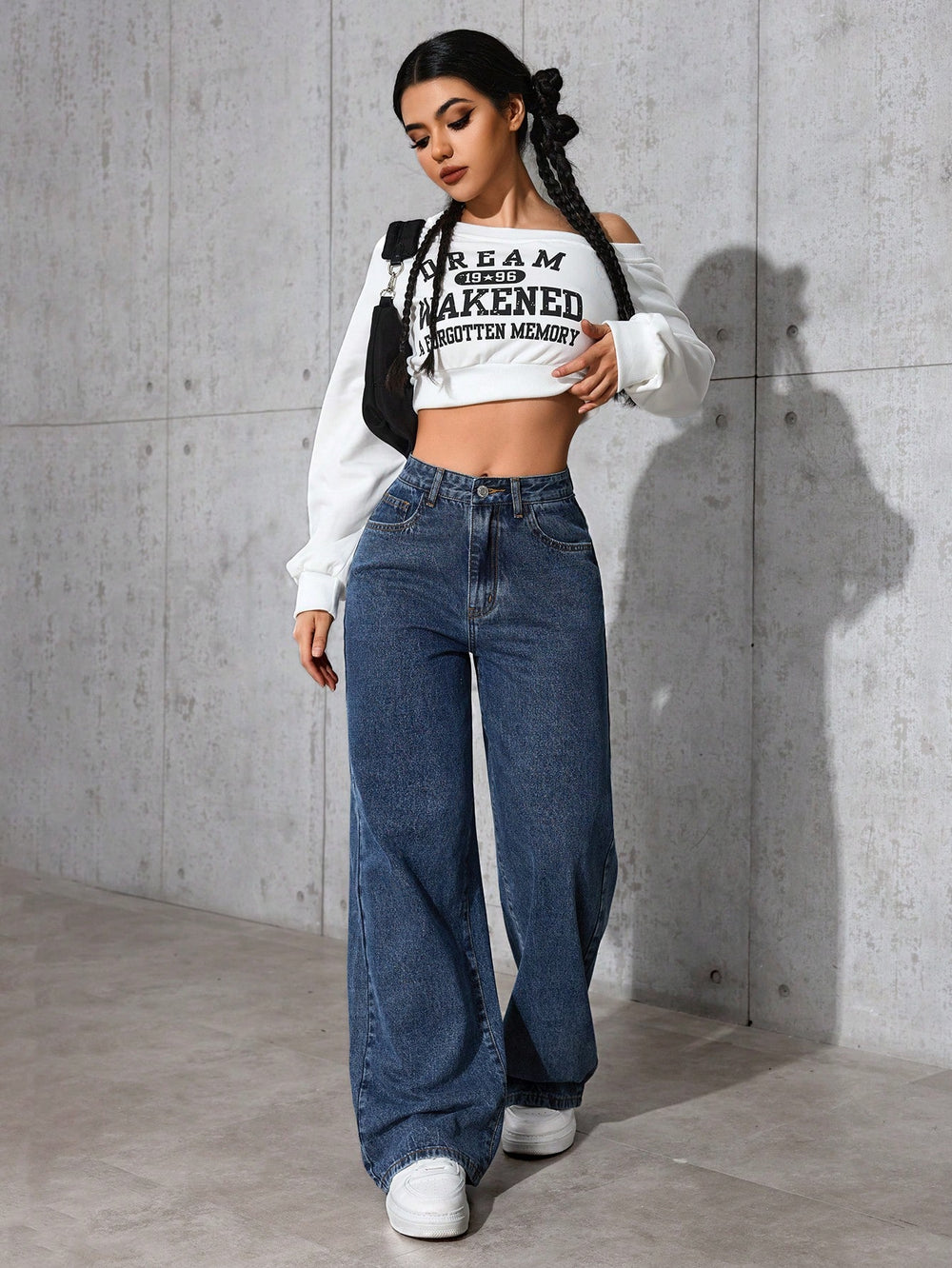 SHEIN EZwear Women Casual Loose Wide Leg Jeans