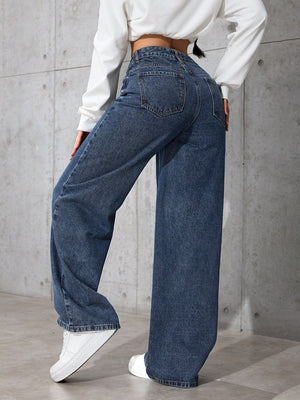 SHEIN EZwear Women Casual Loose Wide Leg Jeans
