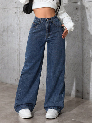SHEIN EZwear Women Casual Loose Wide Leg Jeans