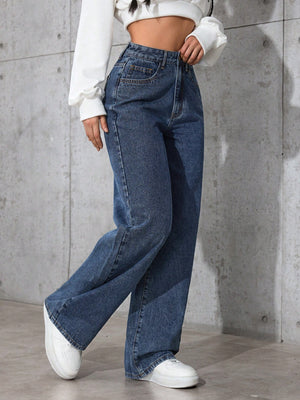 SHEIN EZwear Women Casual Loose Wide Leg Jeans