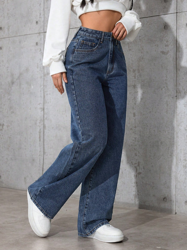 SHEIN EZwear Women Casual Loose Wide Leg Jeans