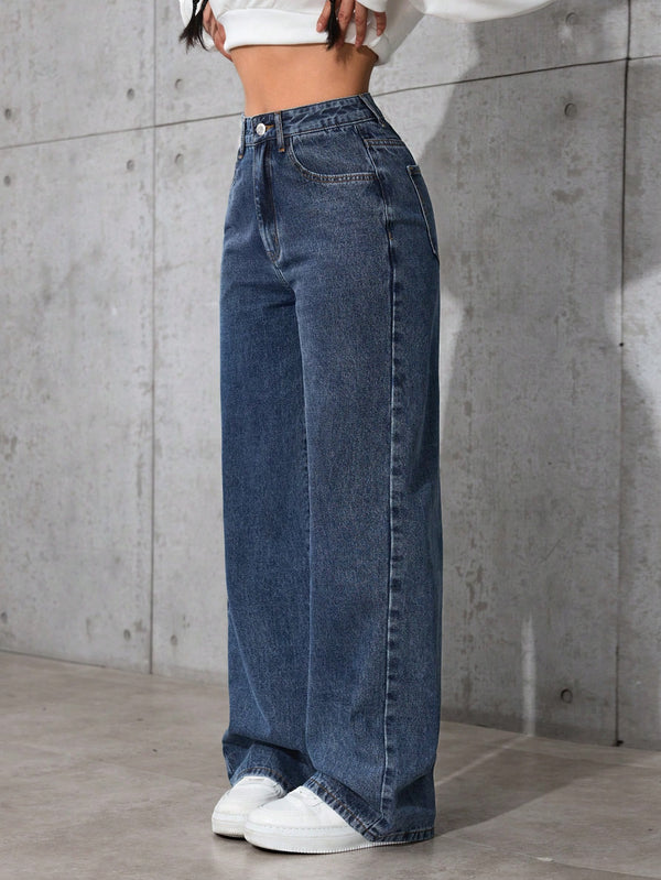 SHEIN EZwear Women Casual Loose Wide Leg Jeans