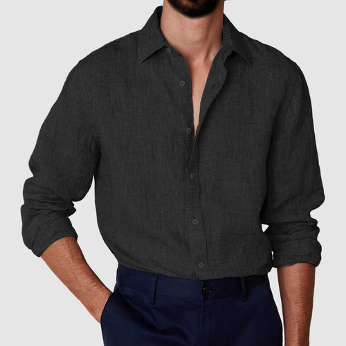 Men's cotton and linen anti-wrinkle shirt