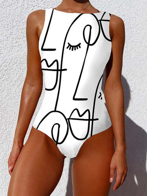 Abstract One Piece Swimsuit