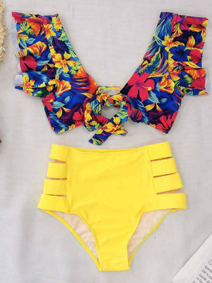 Floral Ruffle Bikini Set