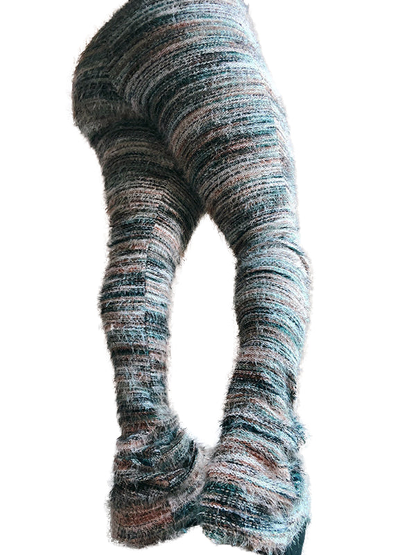 Multicolored Striped Fleece Sweater Pants