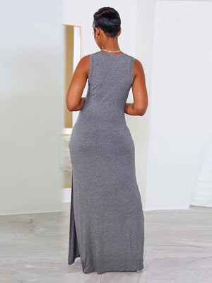 Sleeveless Pocket Slit Dress