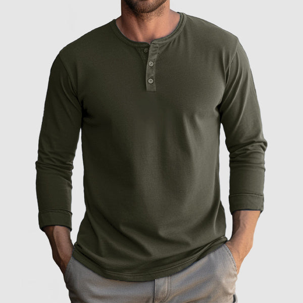 Men's Casual Comfortable Cotton Henley Shirt