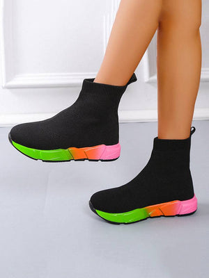 Color Block Knitted Platform Boots