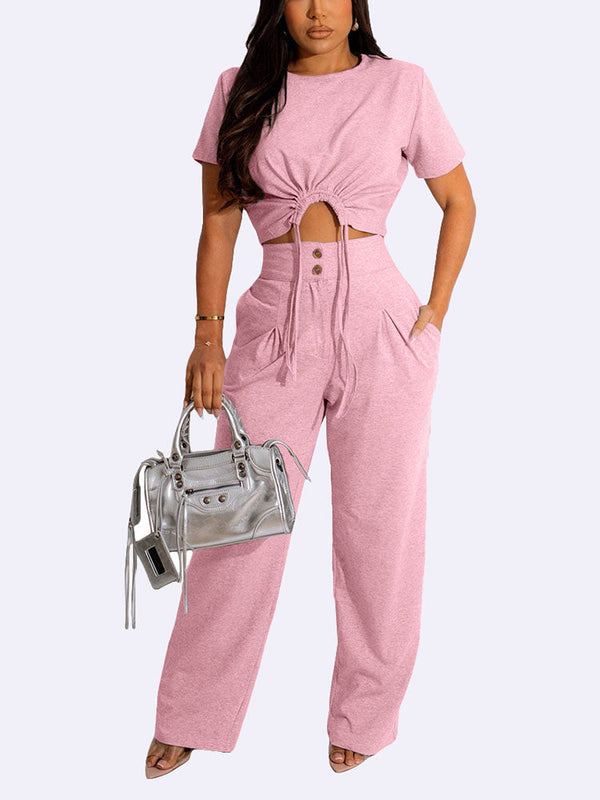 Drawstring Top Pant Set