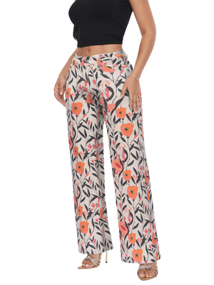 ONESO Women BBL Jeans Floral Print Mid-Low Rise Relaxed Straight Leg High Stretchy Pants