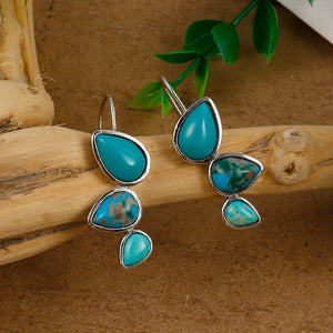 Bohemian Water Droplets Green Stone Design Clip On Earrings Zinc Alloy