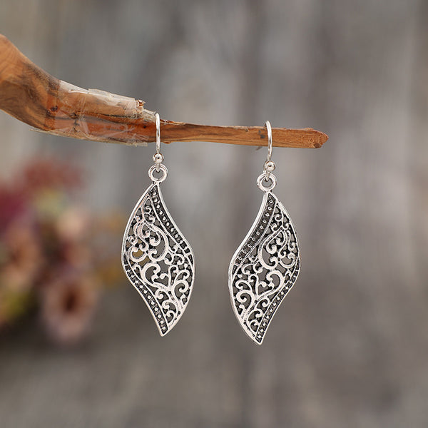 Hollow Flower S-shaped Leaf Alloy Earrings