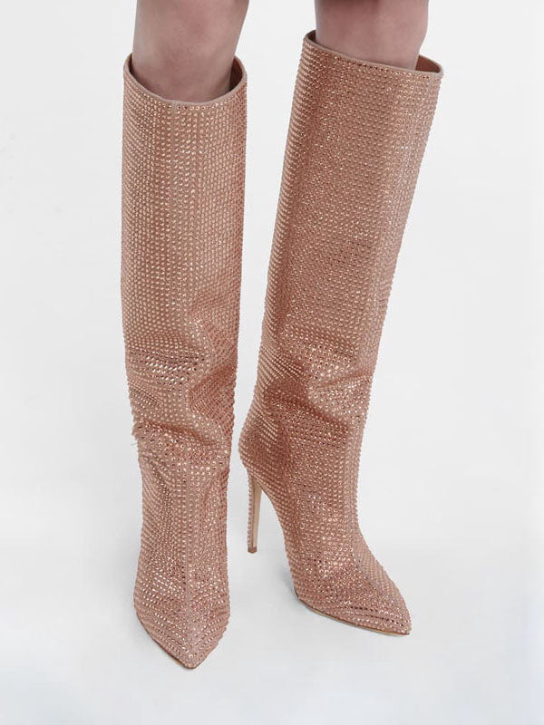 Crystal-Embellished Suede Boots