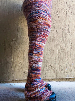 Multicolored Striped Fleece Sweater Pants