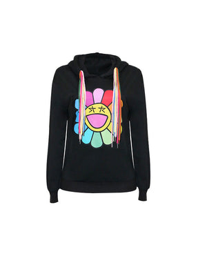 Printed Drawstring Hooded Sweatshirt