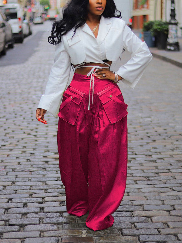 Cargo Pocket Wide Leg Pants