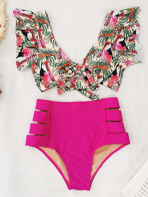 Floral Ruffle Bikini Set