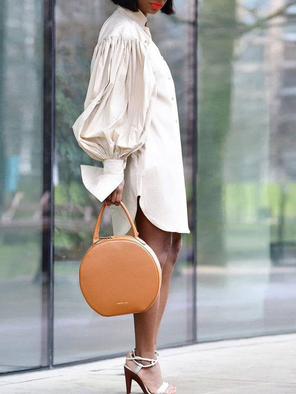 Puff Sleeve Mini Shirt Dress