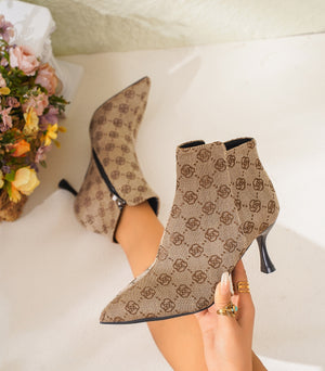 Patterned Stiletto Heeled Boots