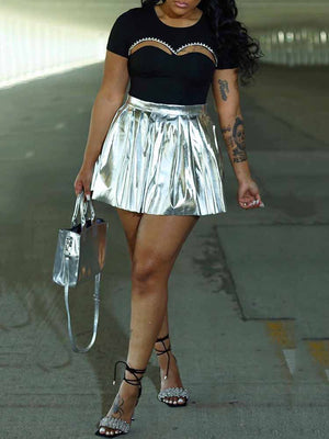 Metallic Pleated Skirts