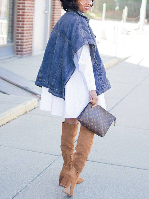 Irregular Button Denim Coat