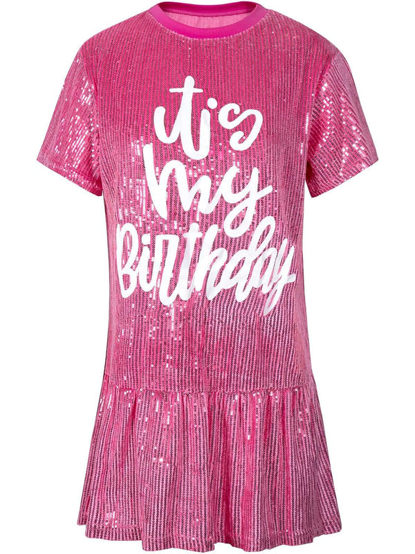 Sparkling Printed Lotus Hem Birthday Shimmery Dress